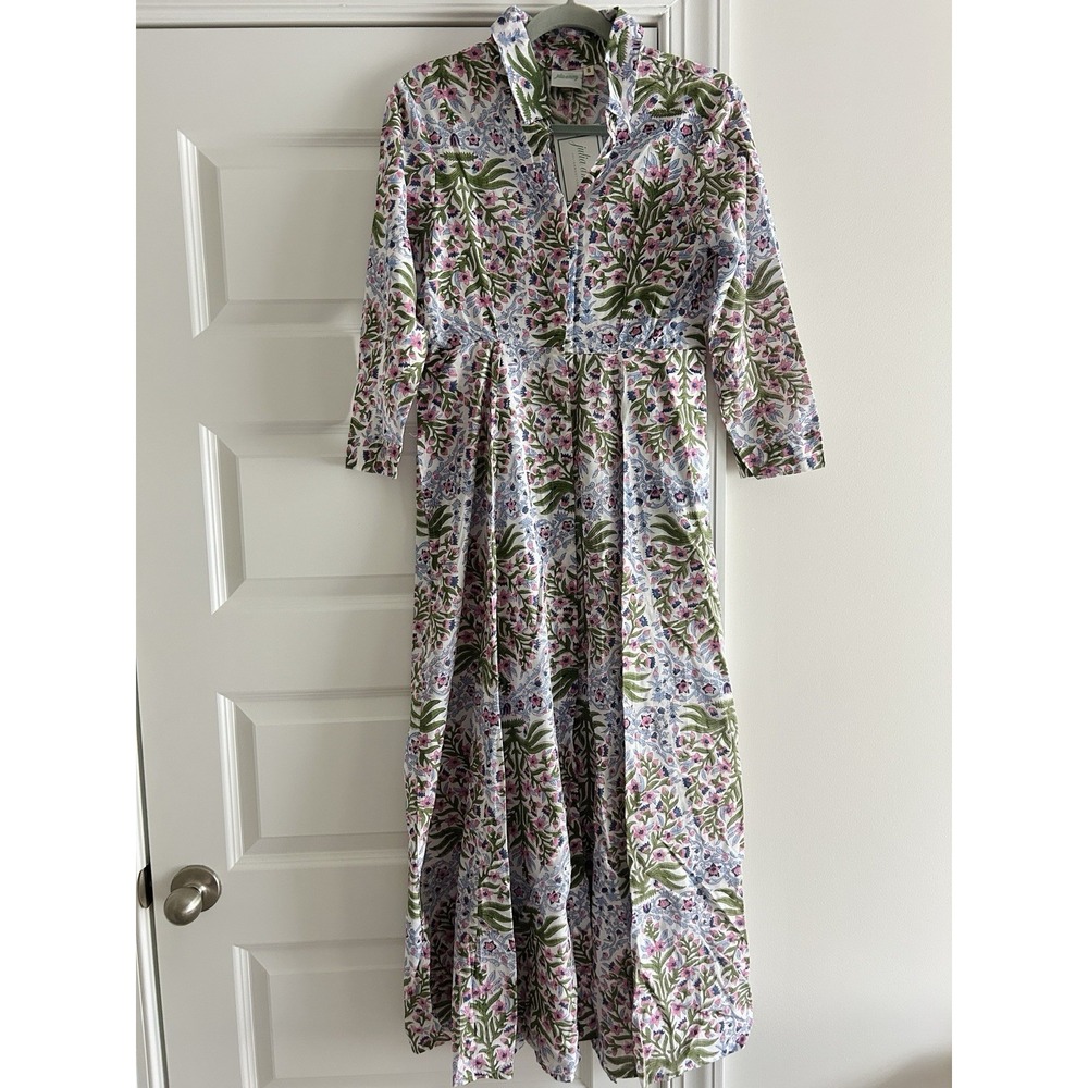 Julia Amory JA Shirt Dress Maxi Button Mughal Jardin Floral Print Small - Picture 4 of 6